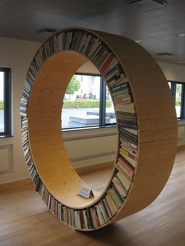 bookshelf in the Roskilde University Library