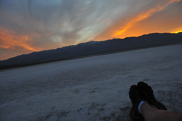 kicking back, watching the sun set in death valley