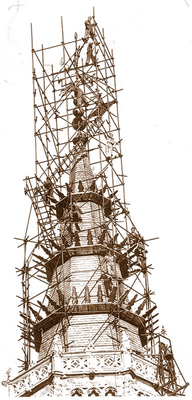 Restauración de la torre de la Catedral en 1951. Fondo Rodríguez. (c) JCCM. Archivo Provincial