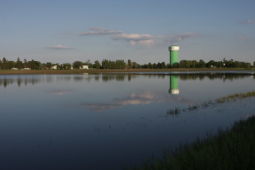 reflection tower water field flooding watertower iowa jefferson jeffersoniowa