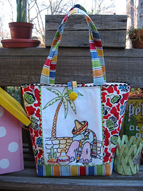 Mexican Embroidery Tote | A sleepy fellow on a nifty tote. | Flickr