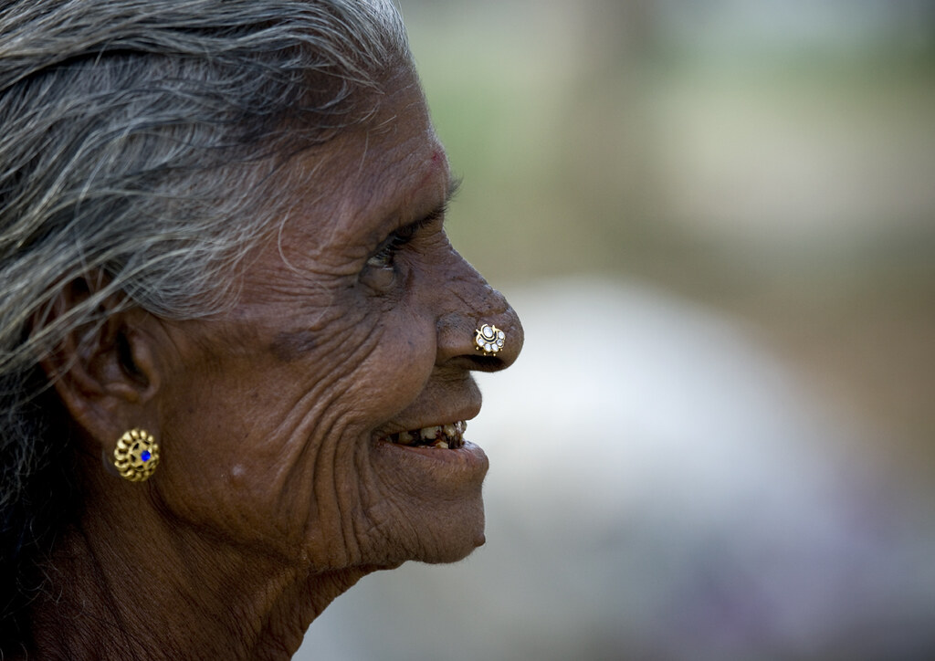 Side View Of An Old Indian Woman With Earrings And Nose Pi… | Flickr