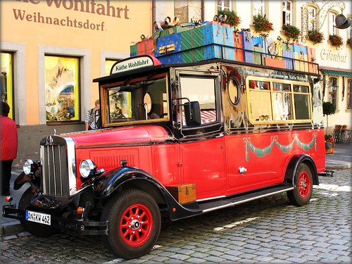 Christmas Bus, Rothenburg ob der Tauber, Germany by Batikart