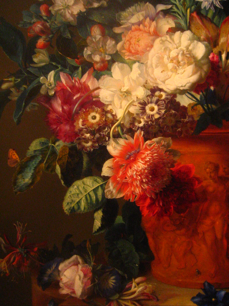 Oil painting of a bouquet of various flowers