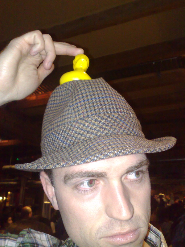 Ryan Carson with a BathCamp duck at FOWA 2008
