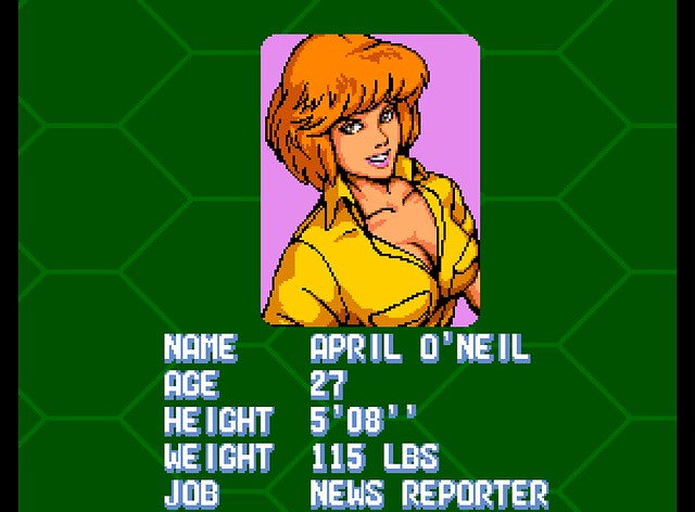 April O'Neil Profile: Turtles in Time Arcade Game