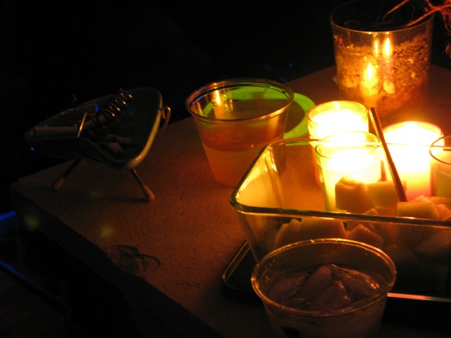 candles, mellon, and ashtray