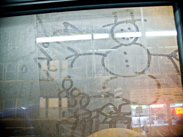 Drawing on Bus Windows: Snowman