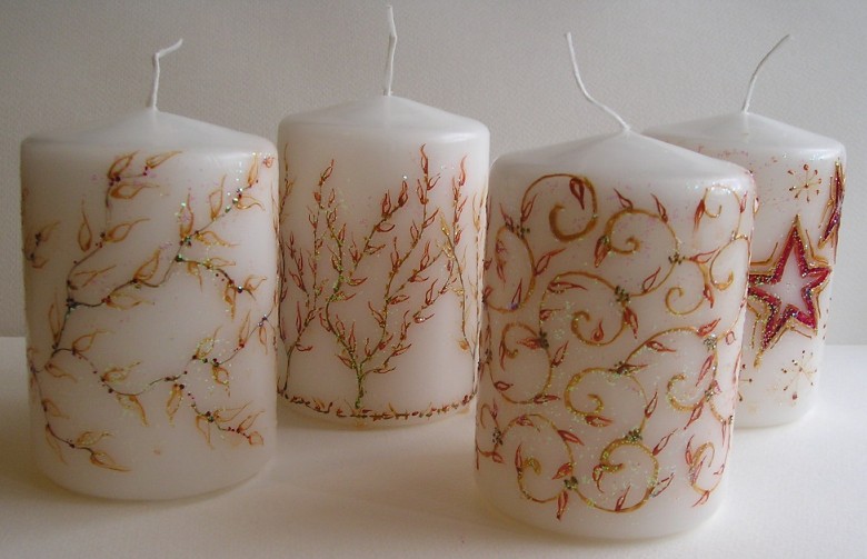 candele bianche natalizie - white christmas candles