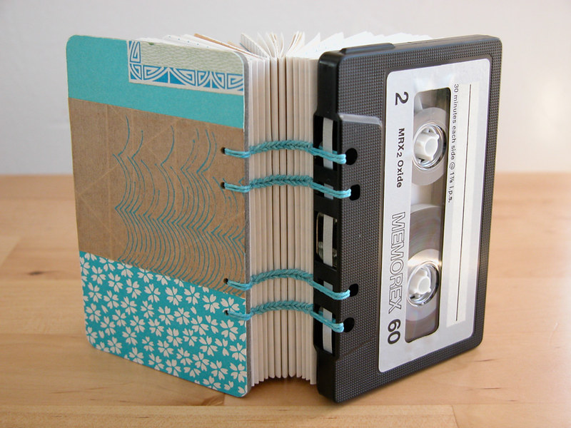 Cassette Tape Book - Blue Collage, Upcycled from a cassette…