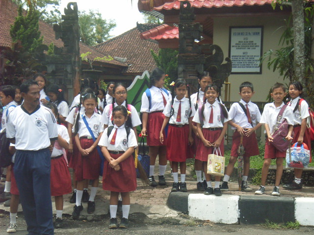 School kids waiting to cross over