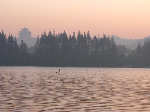china lake sunrise westlake hangzhou xihu