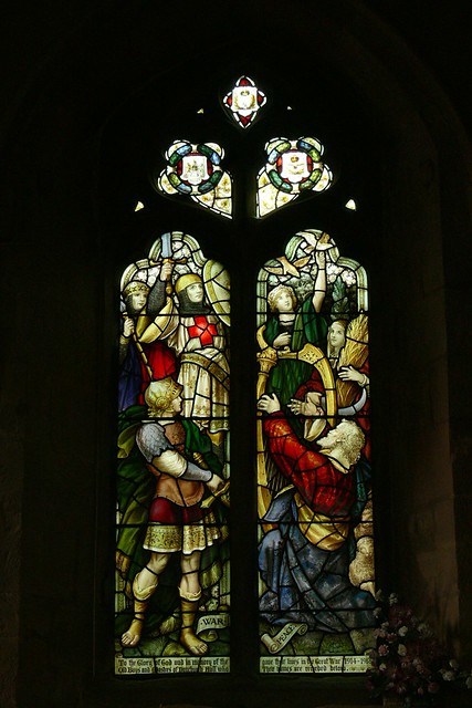 Sat, 10/18/2008 - 16:09 - The parish church of St. Peter's Dunchurch, Warwickshire, was extensively restored in 1908. It was rebuilt in the 14th century from an earlier church and the tower was added in the 15th century.

Memorial window to the boys and masters of Dunchurch Hall preparatory school who died in the great war 1914-1918.
