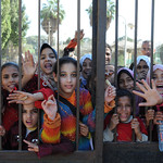 Schoolkids waiting to visit Beni Suef Archaeological Museum