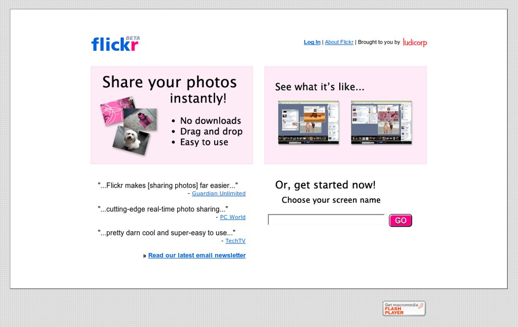 Flickr home page archive: 2004-04-29