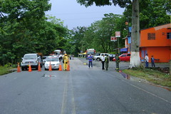 Roadblock before the demonstrations at Tarazá