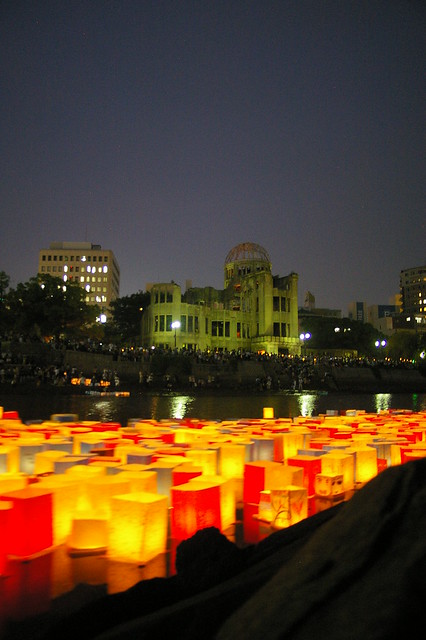 A-bomb dome and floating lanterns