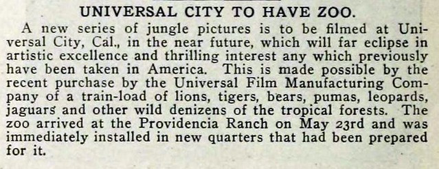 Universal's New Zoo 1913