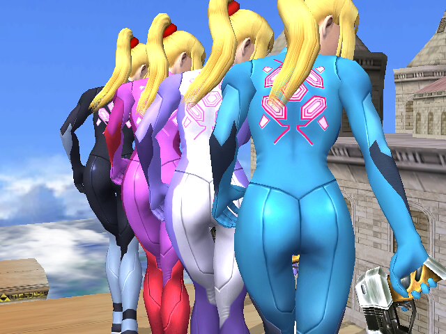 Four Zero Suit Samuses = Eight Butt Cheeks.