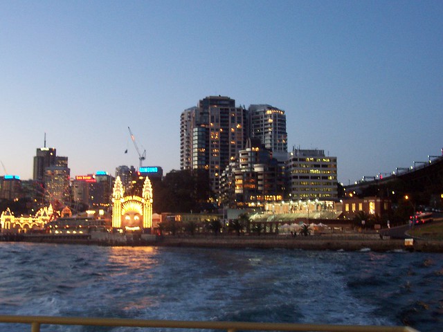 Milsons Point at night from Ferry  NSW 2061