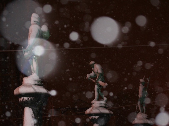 snowy statues