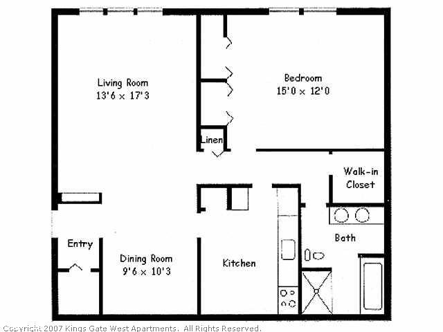 One Bedroom Floorplan Kings Gate West Apartments One