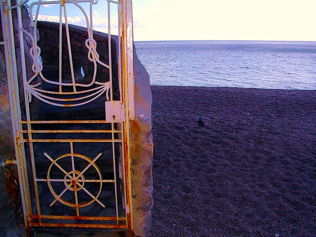 Positano, Italy, gate with beach