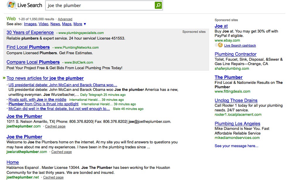 Joe The Plumber On Microsoft Live Search - See Joe The Plumb… - Flickr