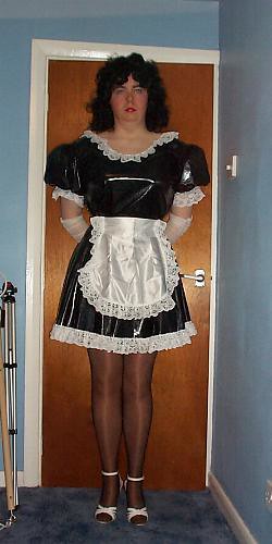 Pvc  Apron Pinny Lace Shiny Maid  SissyMaid Transvestite Crossdresser 