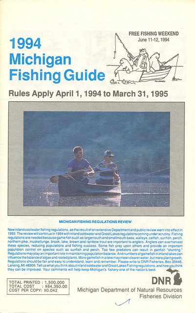 1994 Michigan Vintage Fishing License Law Digest Guide