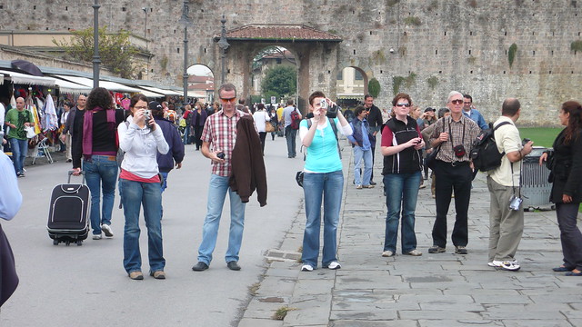 Bunch of tourists in Pisa