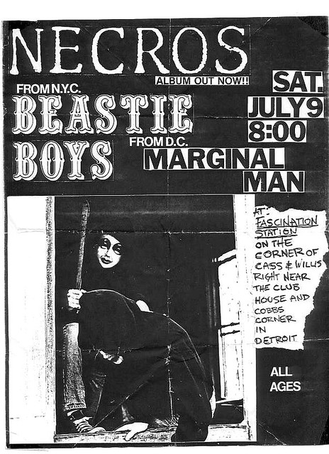 Necros, Beastie Boys, Marginal Man punk hardcore flyer