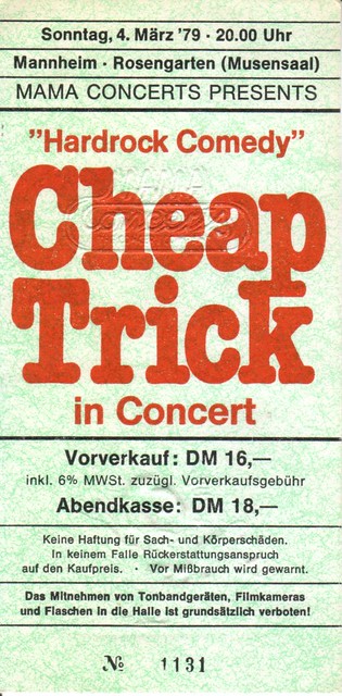 Cheap Trick - MAnnheim - Rosengarten - März 1979