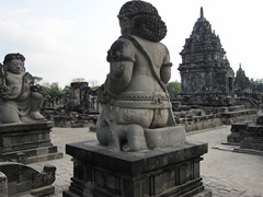 Prambanan 12 - Pot-bellied guards at Sewa temple