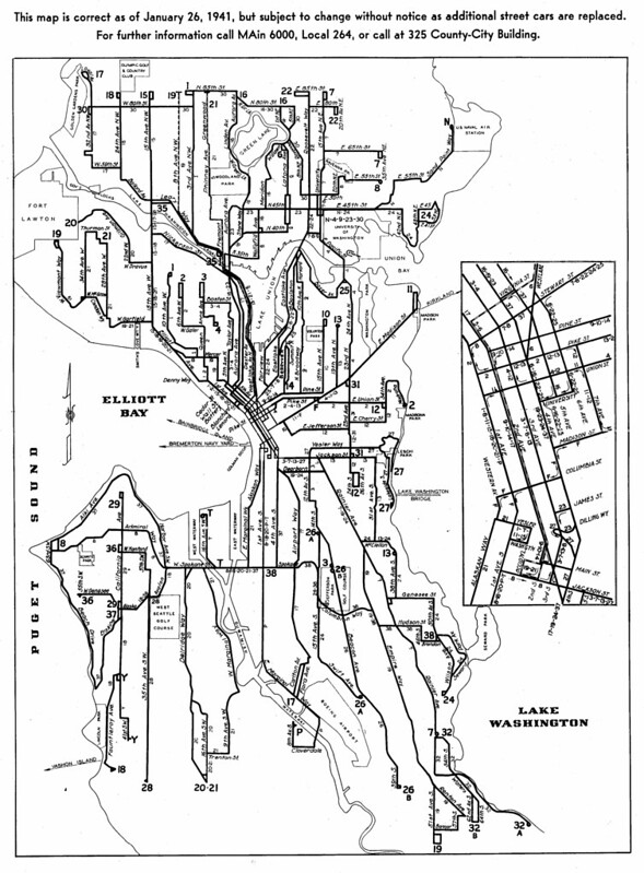 1941 Seattle bus/streetcar map
