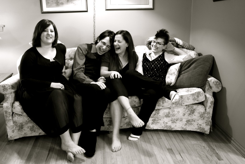 laughter in B&W // four on a couch by natashalcd