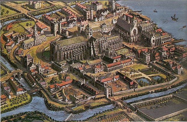 What the Palace and Abbey of Westminster would have looked like in the Tudor period