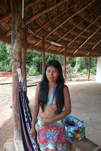 Embera woman in a town near Sambu river Panama