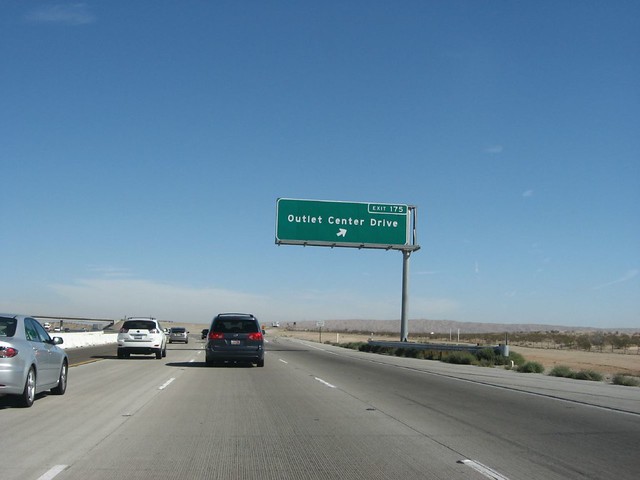 Exit 175, Outlet Center Drive, Interstate 15 Northbound, California