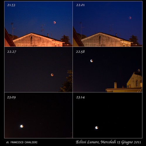 Fasi di Eclissi Lunare / Phases of Lunar Eclipse by Francesco Cavalieri, 15 Giugno 2011 / June 15th, 2011
Un'eclissi lunare è un noto fenomeno ottico durante il quale l'omb