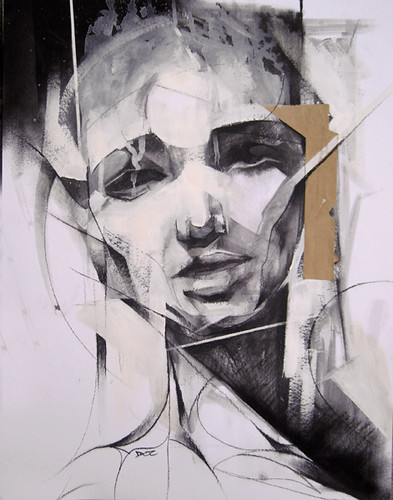 Female portrait | Charcoal, acrylic, Spraypaint and collage … | Flickr