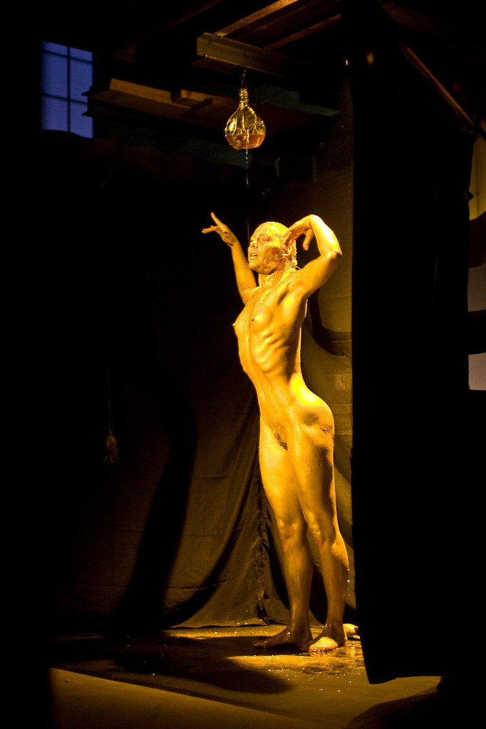 Naked Woman, Pained Gold, Covered In Honey From A Slow Dri -6950