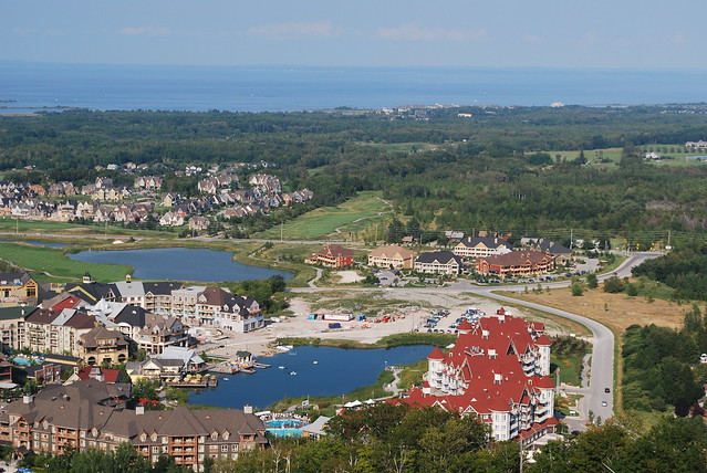 Blue Mountain resort and Georgian Bay from the mountain
