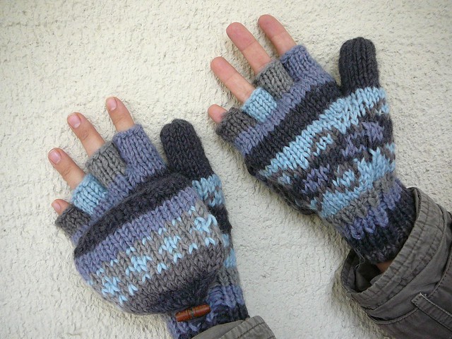 blue wool gloves