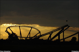 Boosterbike in sunset at Toverland, Sevenum The Netherlands
