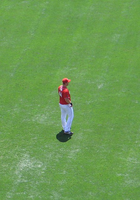 Adam Dunn in right field during his last game with the Reds