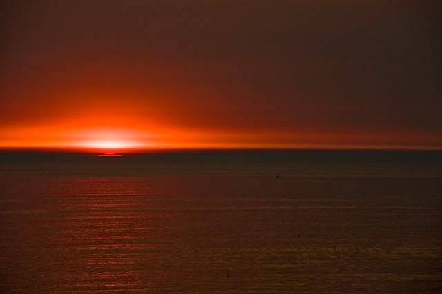 fiery sunset over santa monica bay
