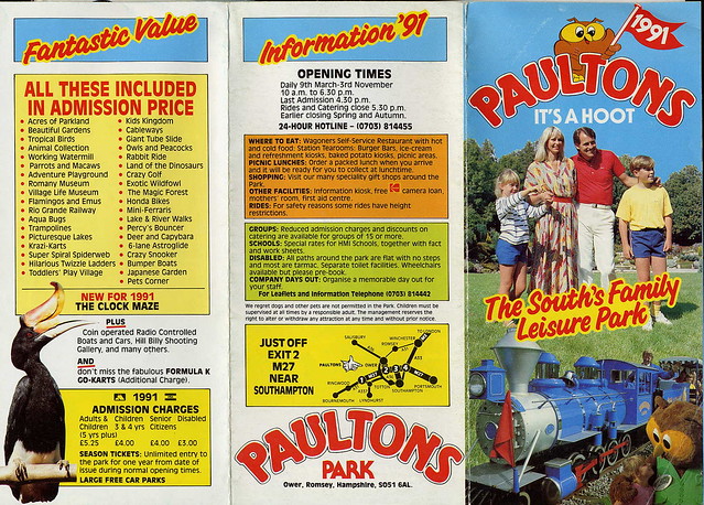 Paultons Park leaflet from 1991
