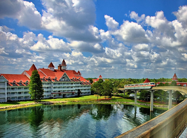 Disney - Grand Floridian and Monorail Coral As Seen From the Express Monorail - HDR (Explored)