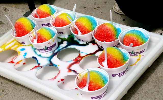 rainbow snow cones at the Rockies game